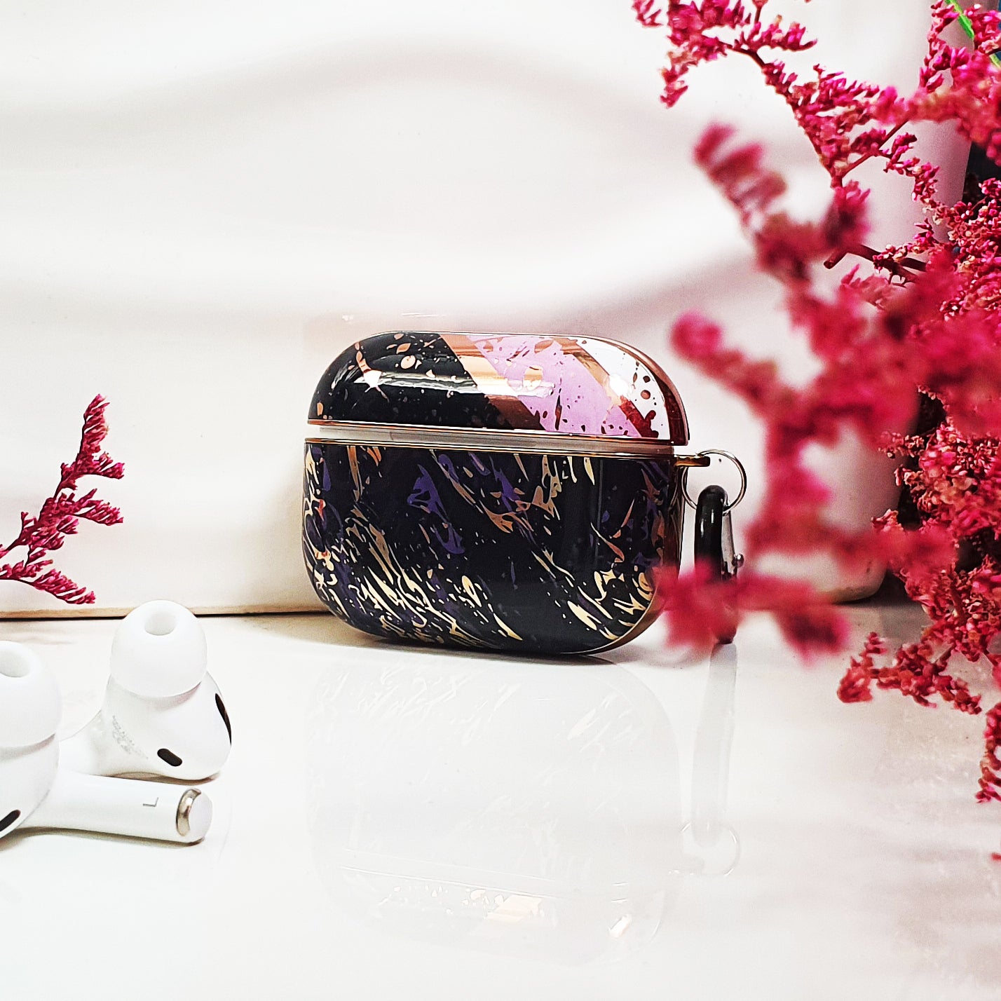 Black, Pink and White AirPods Pro Case