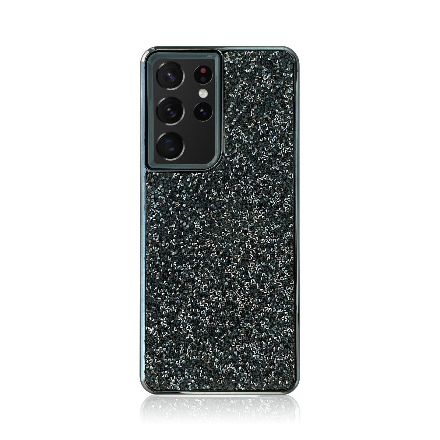 Crystal Studded Grey-Black Silicon Samsung Case