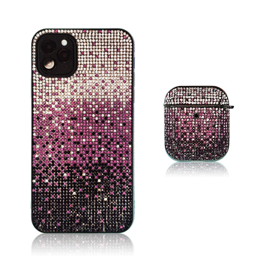 Crystal Gradient Purple Silicon iPhone Case with AirPods
