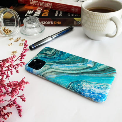 Sea Marble Silicon iPhone Case with AirPods