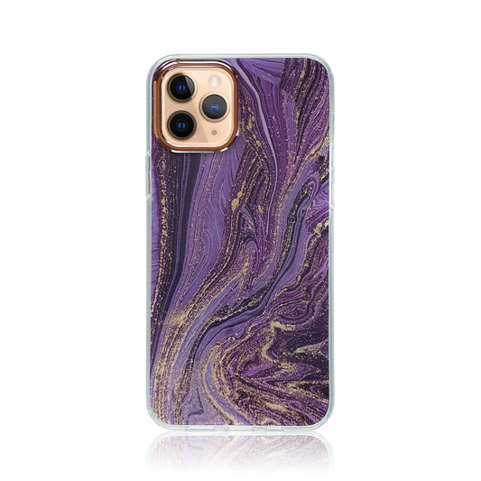 Amethyst Marble Silicon iPhone Case with Gold Detail