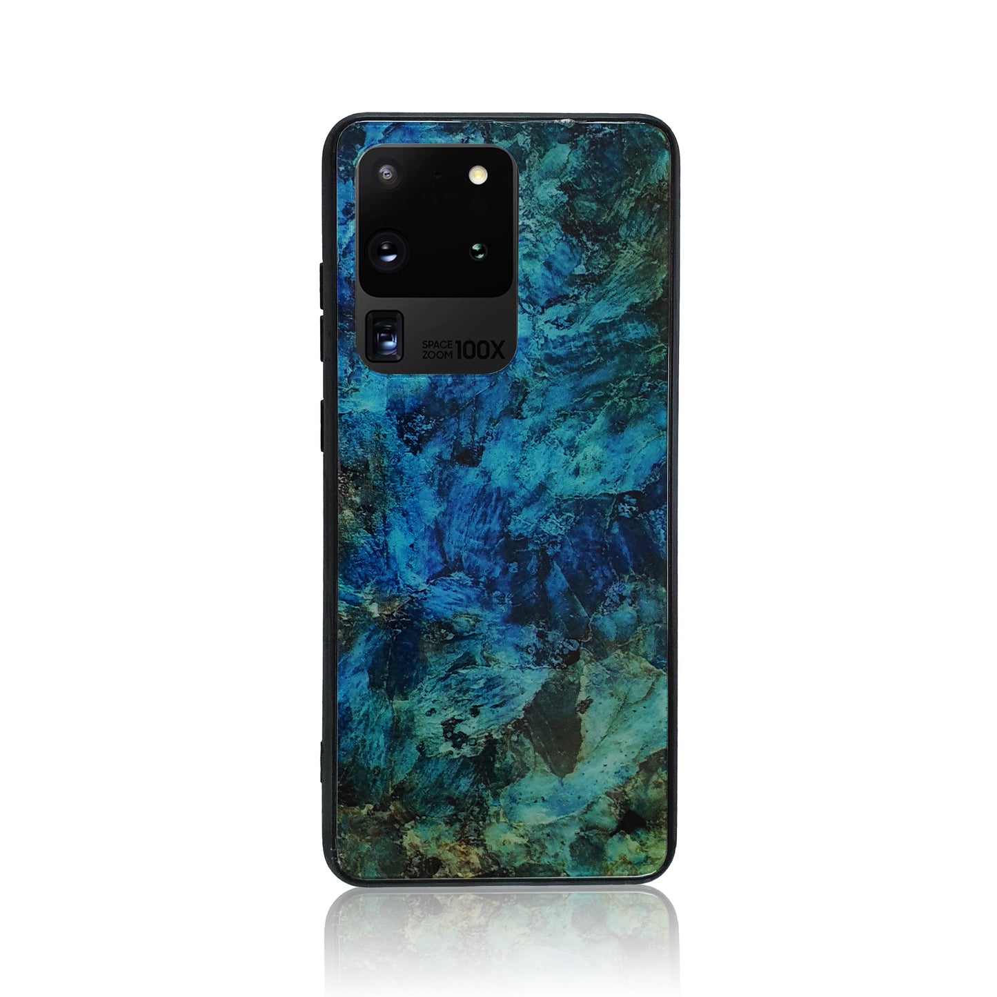 Black and Blue Tempered Glass Samsung Case