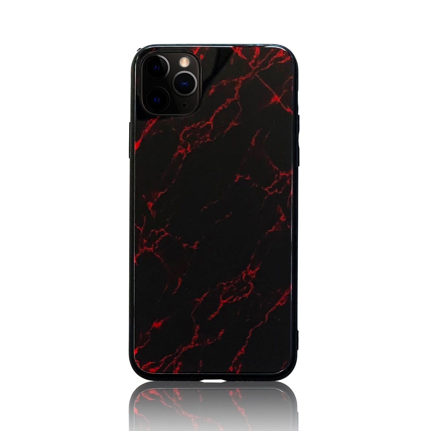 Black and Red Tempered Glass Case