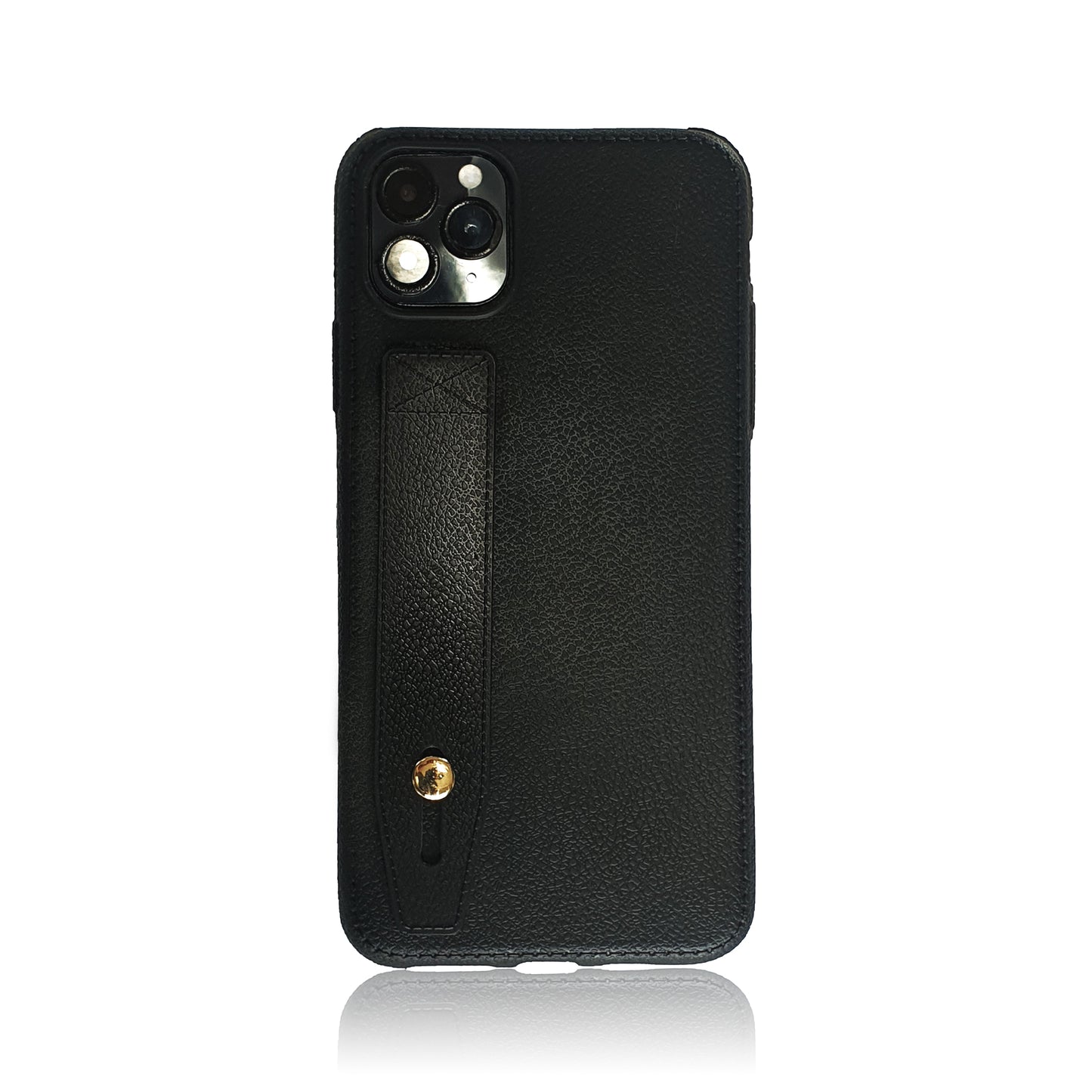 Black Leather iPhone Case with Strap