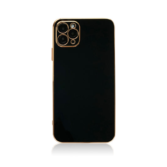 Black Glossy iPhone Case with Gold Detail