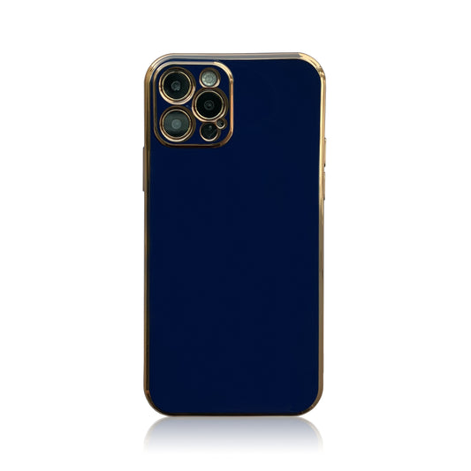 Blue Glossy iPhone Case with Gold Detail