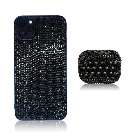 Crystal Black Silicon iPhone Case with AirPods Pro
