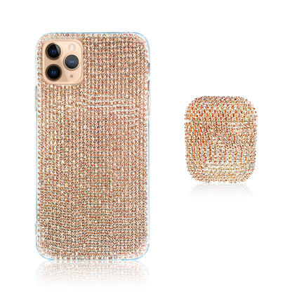 Crystal Rose Gold Silicon iPhone Case with AirPods
