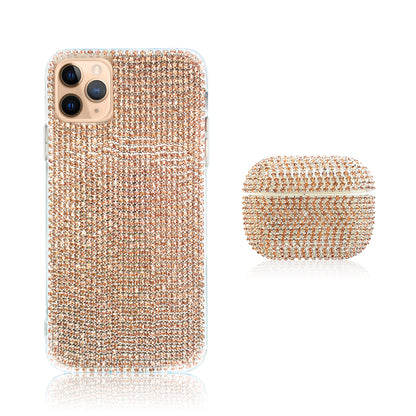 Crystal Rose Gold Silicon iPhone Case with AirPods Pro