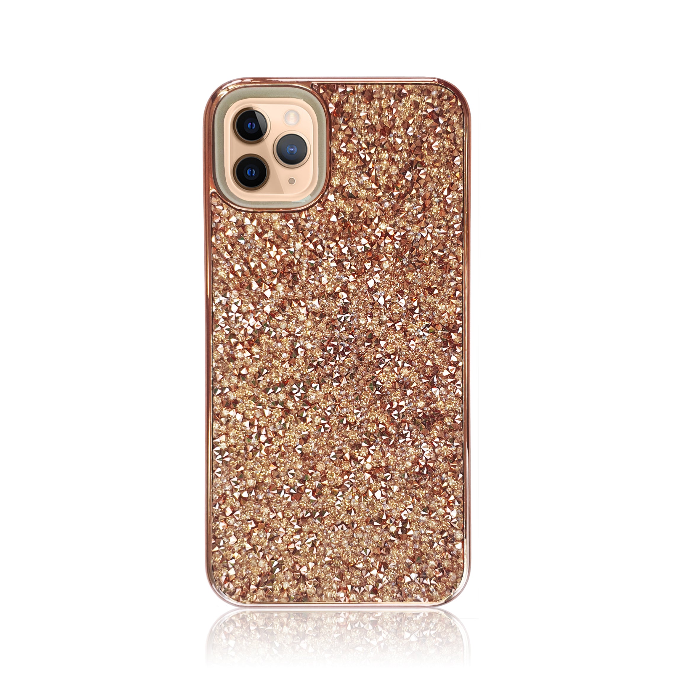 Privacy Case Gold Crystal Studded Rose Gold Silicon iPhone Case โ Cazset