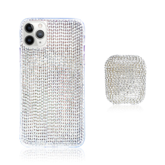 Crystal White Silicon iPhone Case with AirPods