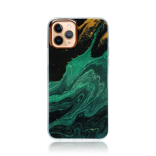 Emerald Marble Silicon Case with Gold Detail