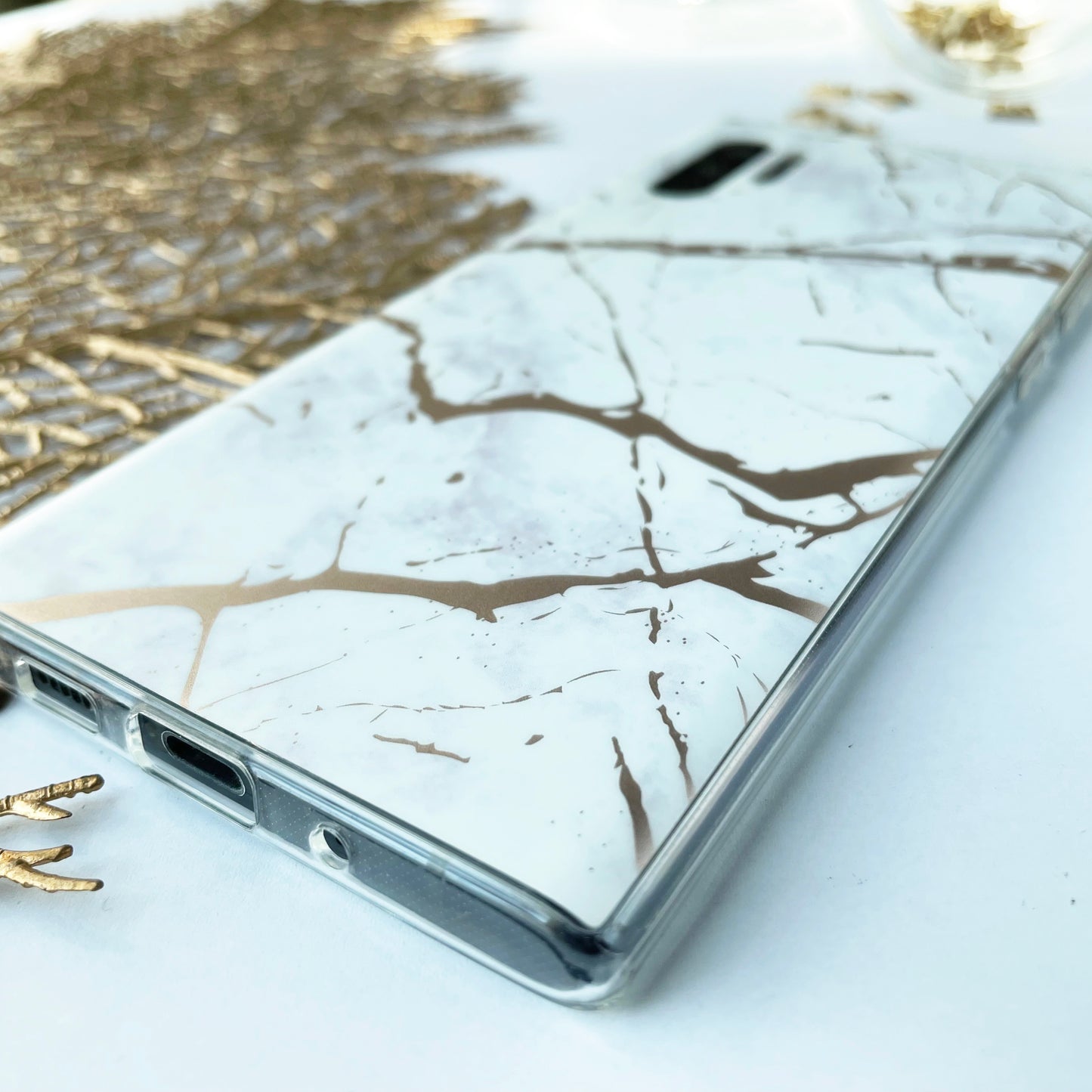 White and Gold Silicon Samsung Case