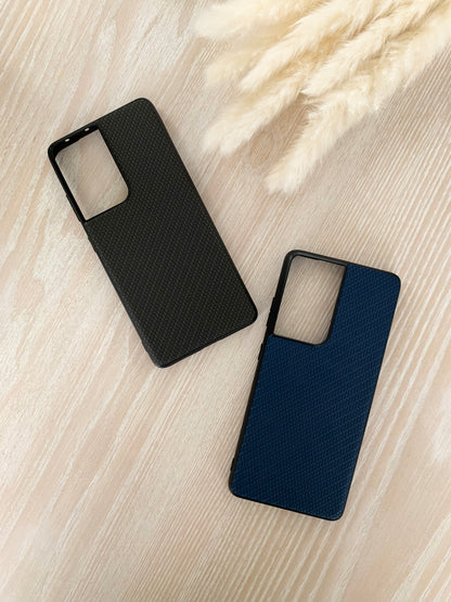 Blue Textured Leather Samsung Case