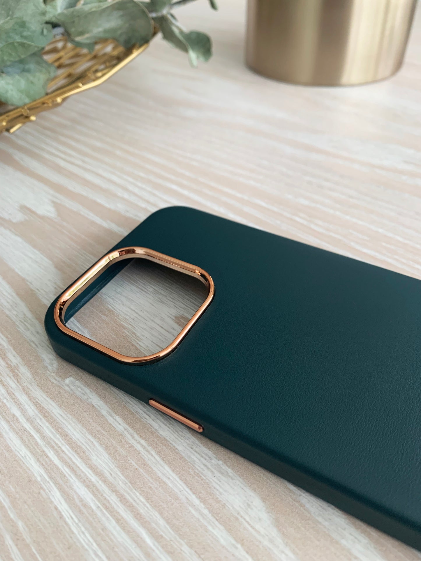 Teal Leather Case with Gold Detail