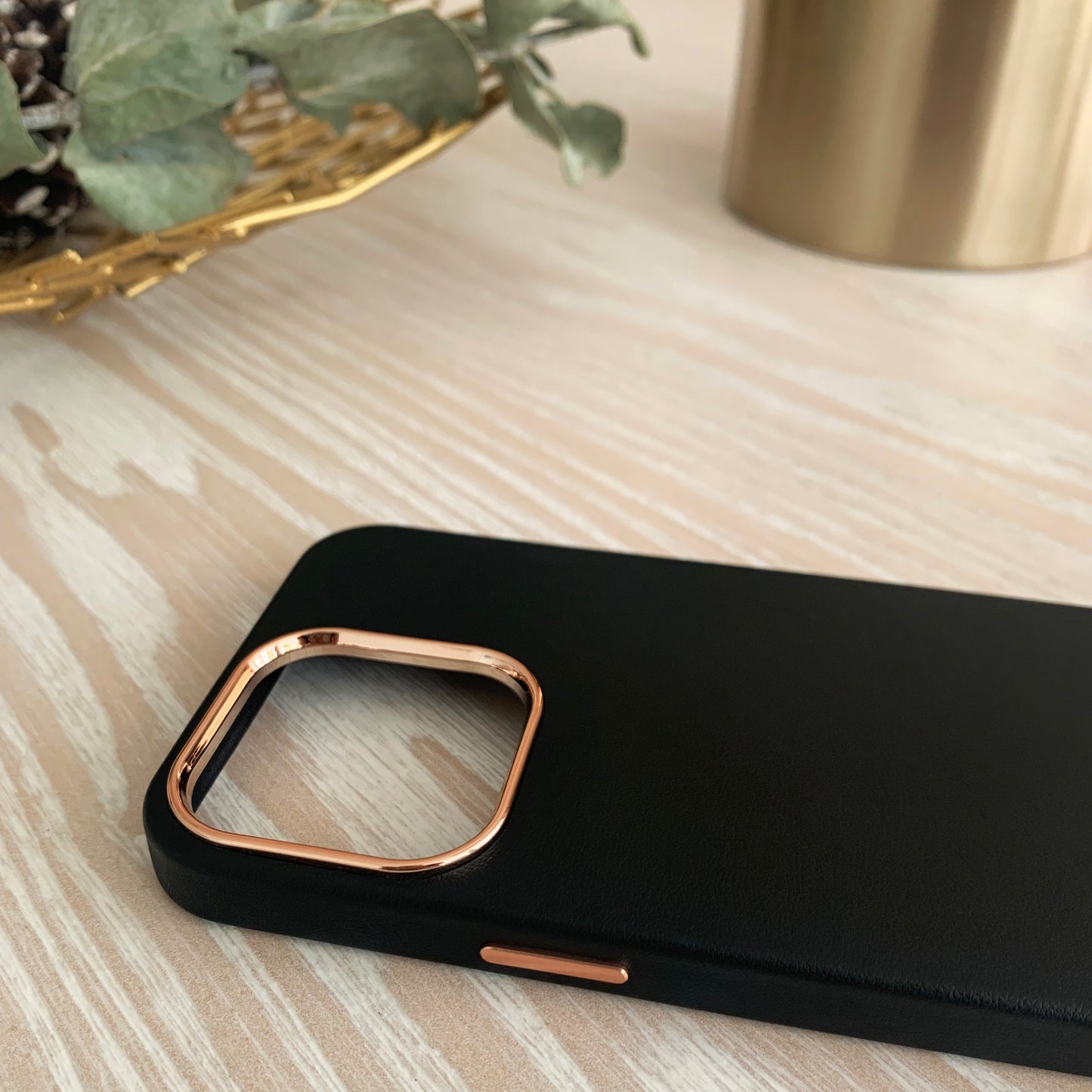 Black Leather Case with Gold Detail