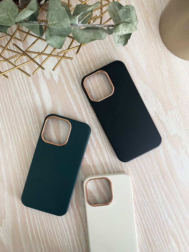 White Leather Case with Gold Detail
