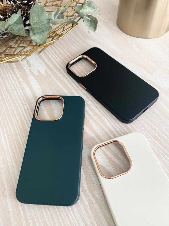 White Leather Case with Gold Detail