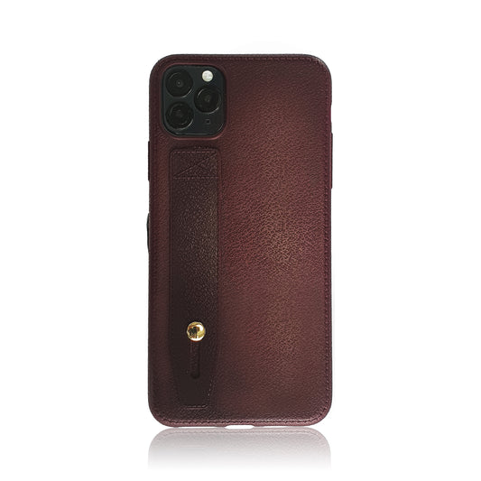 Maroon Leather iPhone Case with Strap