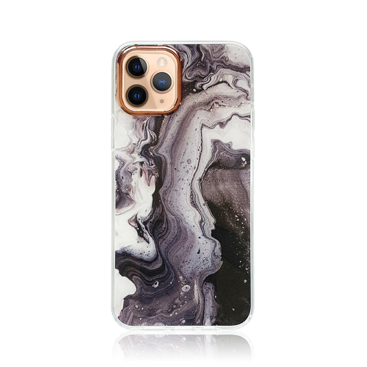 Onyx Marble Silicon Case with Gold Detail