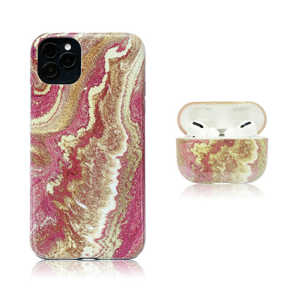 Pink Marble Hybrid Case Combo