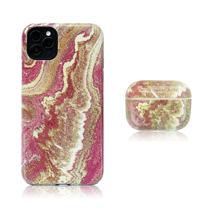 Pink Marble Hybrid Case Combo