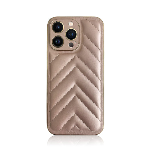 Blush Quilted Leather Case with Gold Detail