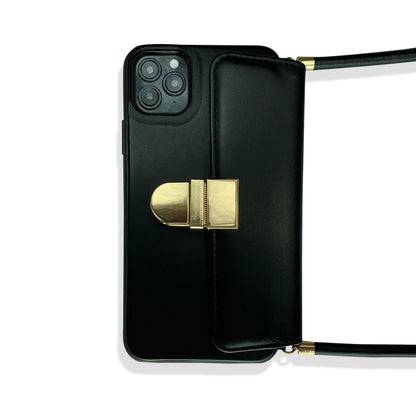 Black Leather Wallet iPhone Case