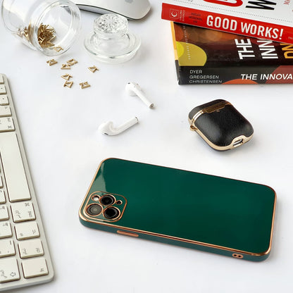 Green Glossy iPhone Case with Gold Detail