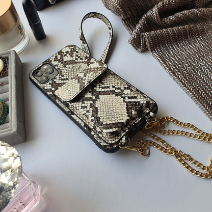 Python Pattern Leather Wallet iPhone Case