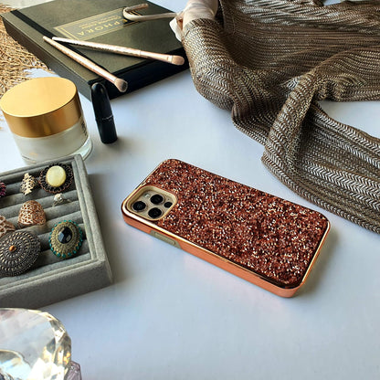 Crystal Studded Rose Gold Silicon iPhone Case